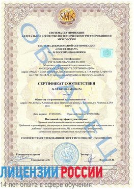 Образец сертификата соответствия Североморск Сертификат ISO 22000